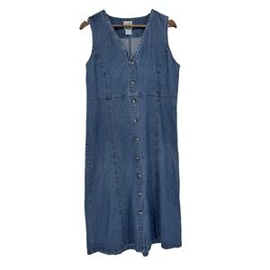 Travel Smith VTG mature Denim Dress y2K 90s Sleeveless Button up Cottagecore 10